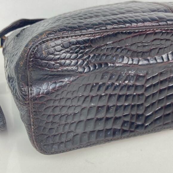 ETIENNE AIGNER Leather Shoulder Bag Croc Embossed in Chocolate - Picture 9 of 14